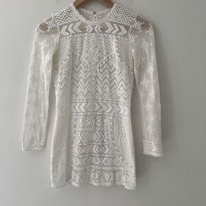 Isabel Marant H&M Lace Blouse Top White Size 2 Sheer Mesh Bridal Victorian Fairy